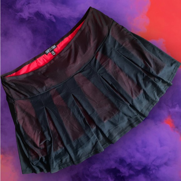 Current Mood Dresses & Skirts - 💥SOLD💥Dollskill Current Mood Love Lost Red and Black Mini Skirt Mesh Overlay